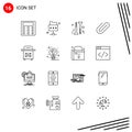 Pack of 16 creative Outlines of love, postbox, hardware, post, paper