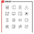 Pack of 16 creative Outlines of page, develop, mobile, design, growth