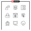 Pack of 9 creative Outlines of party, birthday, gird, web, network