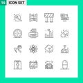 Pack of 16 creative Outlines of pie, bakery, math, room, aircondition