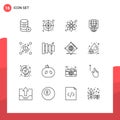 Pack of 16 creative Outlines of process, server, chamomile, proxy, hosting