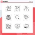 Pack of 9 creative Outlines of search, news, drug, arrow, globe Royalty Free Stock Photo