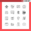 Pack of 16 creative Outlines of stop, control, setting, party, dis Royalty Free Stock Photo