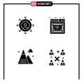 Pack of 4 creative Solid Glyphs of career, game, internet, wifi, nature