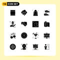 Pack of 16 creative Solid Glyphs of charity, sportive, christmas, shoe, clothing