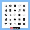 Pack of 25 creative Solid Glyphs of claim, medical, screen, love, heart