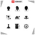 Pack of 9 creative Solid Glyphs of climbing, robot, ice, droid, android