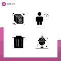 Pack of 4 creative Solid Glyphs of collection, recycle, avatar, indicator, food