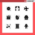 Pack of 9 creative Solid Glyphs of color, present, flight, gift, ecommerce