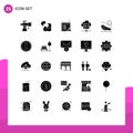 Pack of 25 creative Solid Glyphs of crash, accident, square, server connection, database
