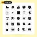 Pack of 25 creative Solid Glyphs of donut, shopping, watts app, monitor, computer