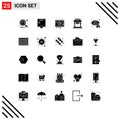 Pack of 25 creative Solid Glyphs of eye, cyber, web, crime, china Royalty Free Stock Photo