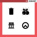 Pack of 4 creative Solid Glyphs of instagram, architecture, cherries, healthy food, court