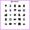 Pack of 25 creative Solid Glyphs of left, mobile, online, application, scenery