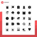 Modern Set of 25 Solid Glyphs and symbols such as live, basketball, dad, basket, living