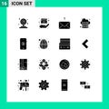 Pack of 16 creative Solid Glyphs of market, web, mail, server, hosting Royalty Free Stock Photo