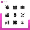 Pack of 9 creative Solid Glyphs of phone, email, bag, eid, package Royalty Free Stock Photo