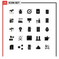 Pack of 25 creative Solid Glyphs of platform, application, medicine, api, sales