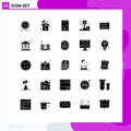 Pack of 25 creative Solid Glyphs of prize, winner, fund, cup, smartphone