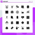 Pack of 25 creative Solid Glyphs of scheme, algorithm, anemone, gear, web