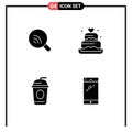 Pack of 4 creative Solid Glyphs of search, drink, signal, heart, phone