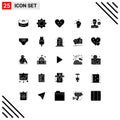 Pack of 25 creative Solid Glyphs of underwear, player, heart, football, mind programming Royalty Free Stock Photo