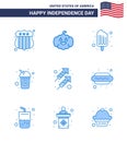 Pack of 9 creative USA Independence Day related Blues of shoot; fire; food; celebration; drink