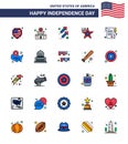 Pack of 25 creative USA Independence Day related Flat Filled Lines of day; paper; fire; usa; american