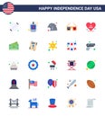 Pack of 25 creative USA Independence Day related Flats of heart; imerican; hip; glasses; eagle Royalty Free Stock Photo