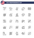 Pack of 25 creative USA Independence Day related Lines of american; flag; bottle; country; howitzer