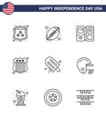 Pack of 9 creative USA Independence Day related Lines of american; icecream; book; usa police; badge