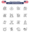 Pack of 16 creative USA Independence Day related Lines of entertainment; location pin; cream; wisconsin; states Royalty Free Stock Photo