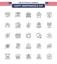 Pack of 25 creative USA Independence Day related Lines of usa; holiday; drum; festivity; barbeque