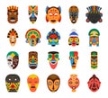 Pack Of Cultural Masks Vectors Royalty Free Stock Photo