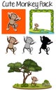 A pack of cute monkey Royalty Free Stock Photo