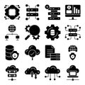 Pack of Data and Cloud Solid Icons Royalty Free Stock Photo
