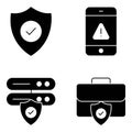 Pack of Data Safety Solid Icons Royalty Free Stock Photo