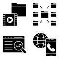 Pack of Data Technology Solid Icons Royalty Free Stock Photo