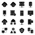 Pack of Database Solid Icons Royalty Free Stock Photo