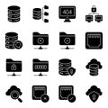 Pack of Dataserver Solid Icons Royalty Free Stock Photo