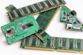 Pack of ddr dimm memory on the table in a service