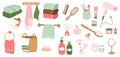 Pack of design of objects and cosmetics for the bathroom. Personal daily self care accessories and hygiene