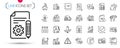 Pack of Documentation, Buildings and Power info line icons. Pictogram icon. Vector