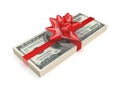 Pack of dollars decorated with a red ribbon. Royalty Free Stock Photo