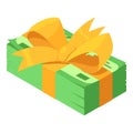 Pack dollars gift icon, isometric style