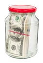 Pack of dollars in a glass jar Royalty Free Stock Photo