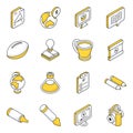Pack of Education and Knowledge Flat Isometric Icons Royalty Free Stock Photo