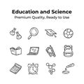 Pack of education and learning doodle icons, ready for premium use Royalty Free Stock Photo