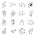 Pack of Education and Learning Flat Isometric Icons Royalty Free Stock Photo