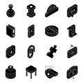 Pack of Education and Study Flat Isometric Icons Royalty Free Stock Photo